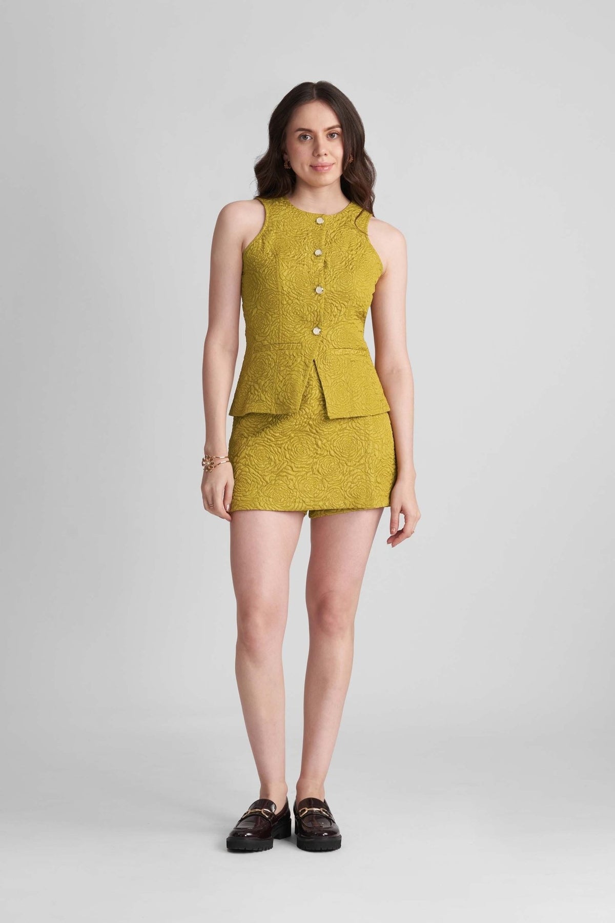 NOLA CO-ORD SET IN FLORAL JACQUARD WITH JEWEL BUTTONS - Sunday Story