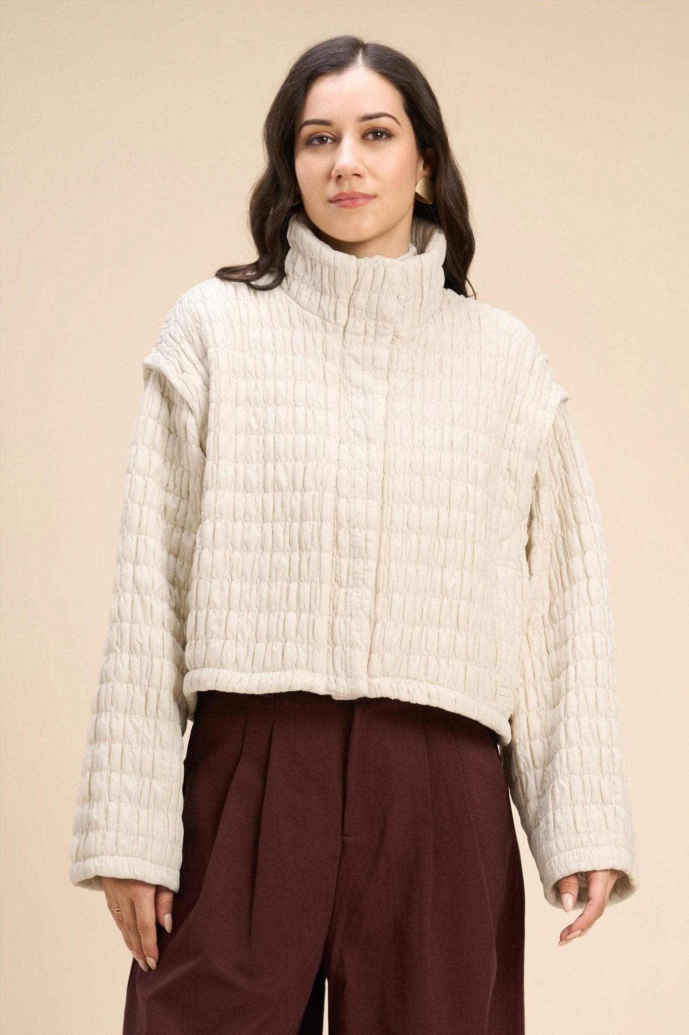 OLLY OVERSIZED JACKET WITH UNIQUE CRINKLED QUILTED PATTERN - Sunday Story