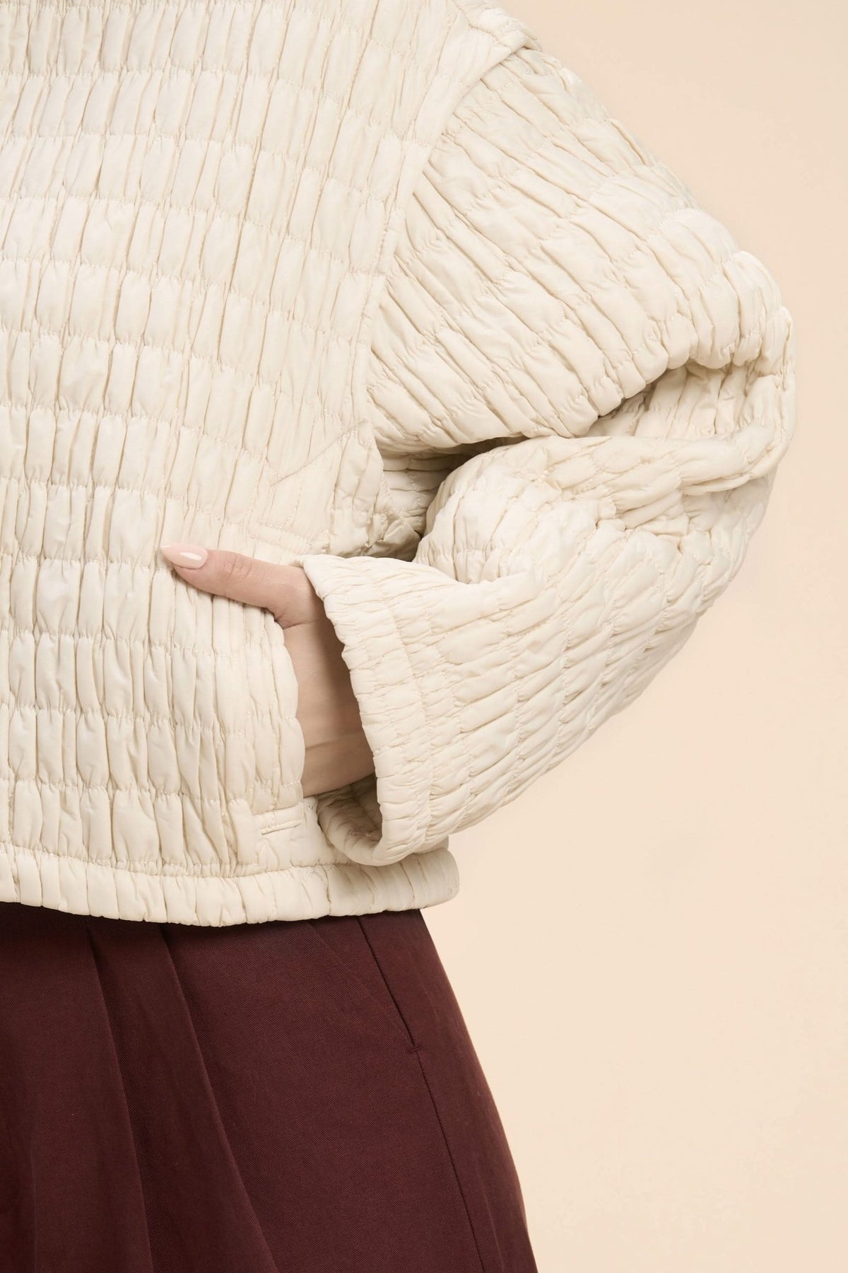 OLLY OVERSIZED JACKET WITH UNIQUE CRINKLED QUILTED PATTERN - Sunday Story