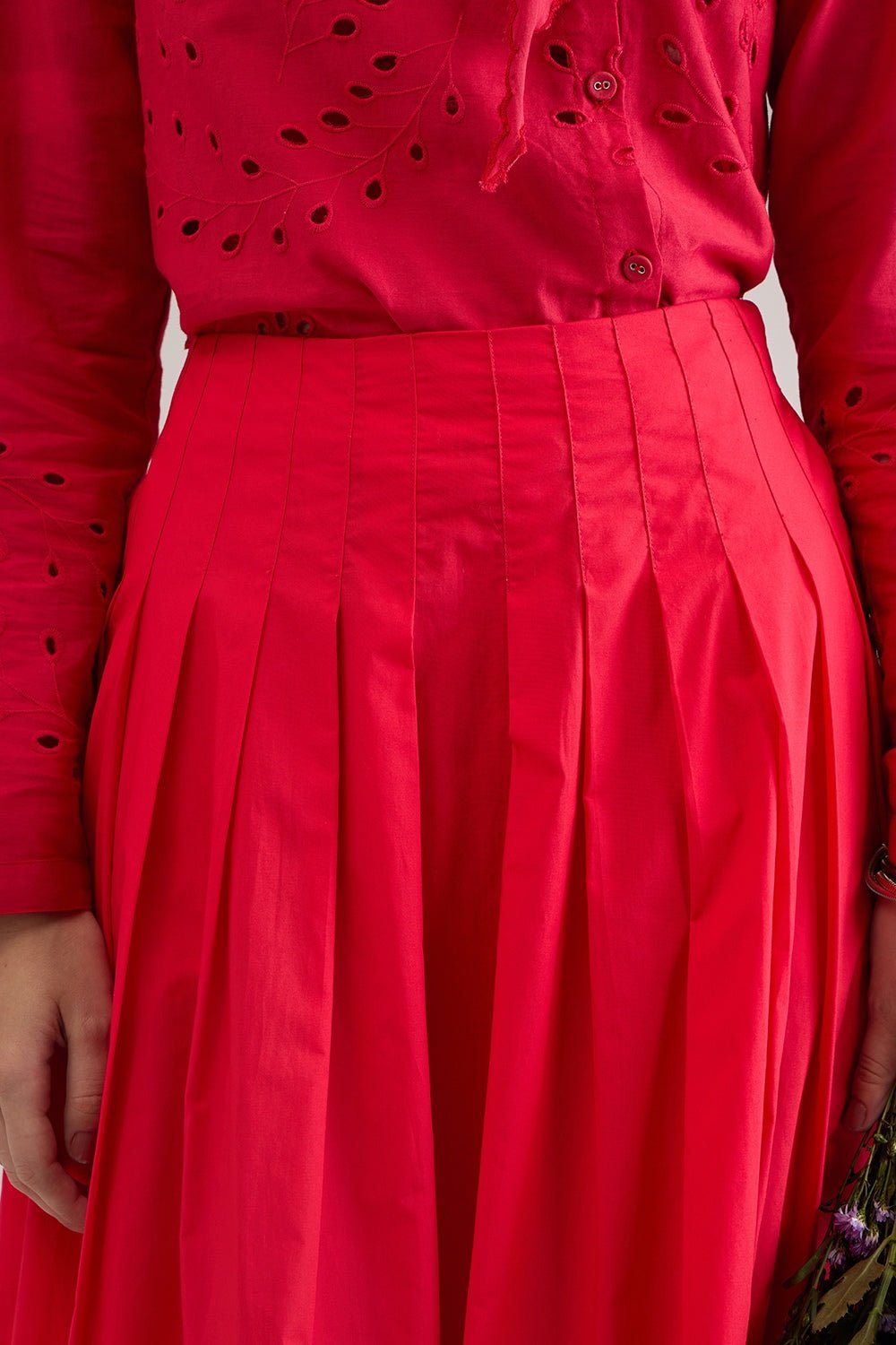 OPHELIA PRINTED CHECK SCARF DETAIL SHIRT & FLARED CIRCLE SKIRT CO-ORD - Sunday Story