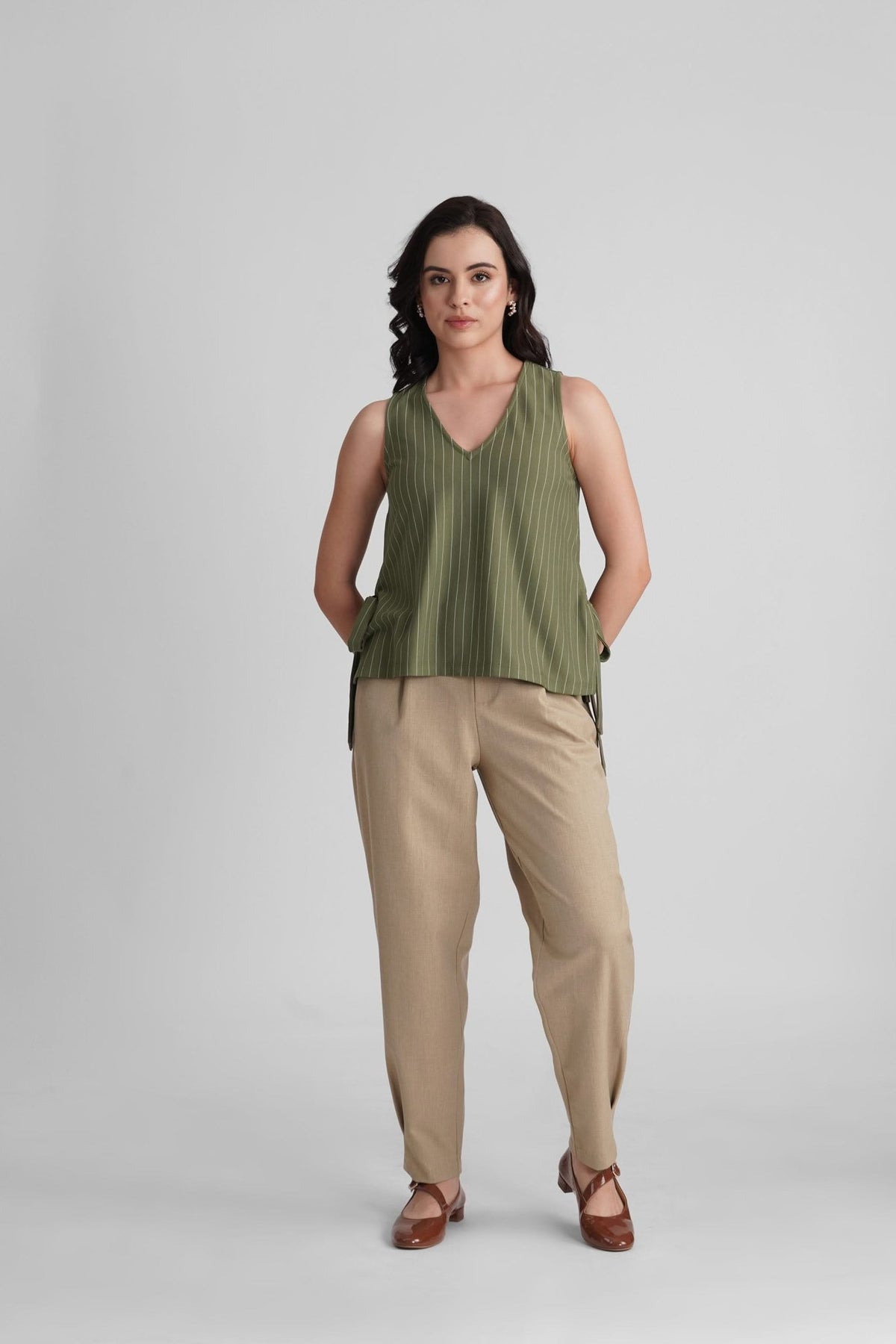 ORANA V-NECK STRIPED BIB TOP - Sunday Story