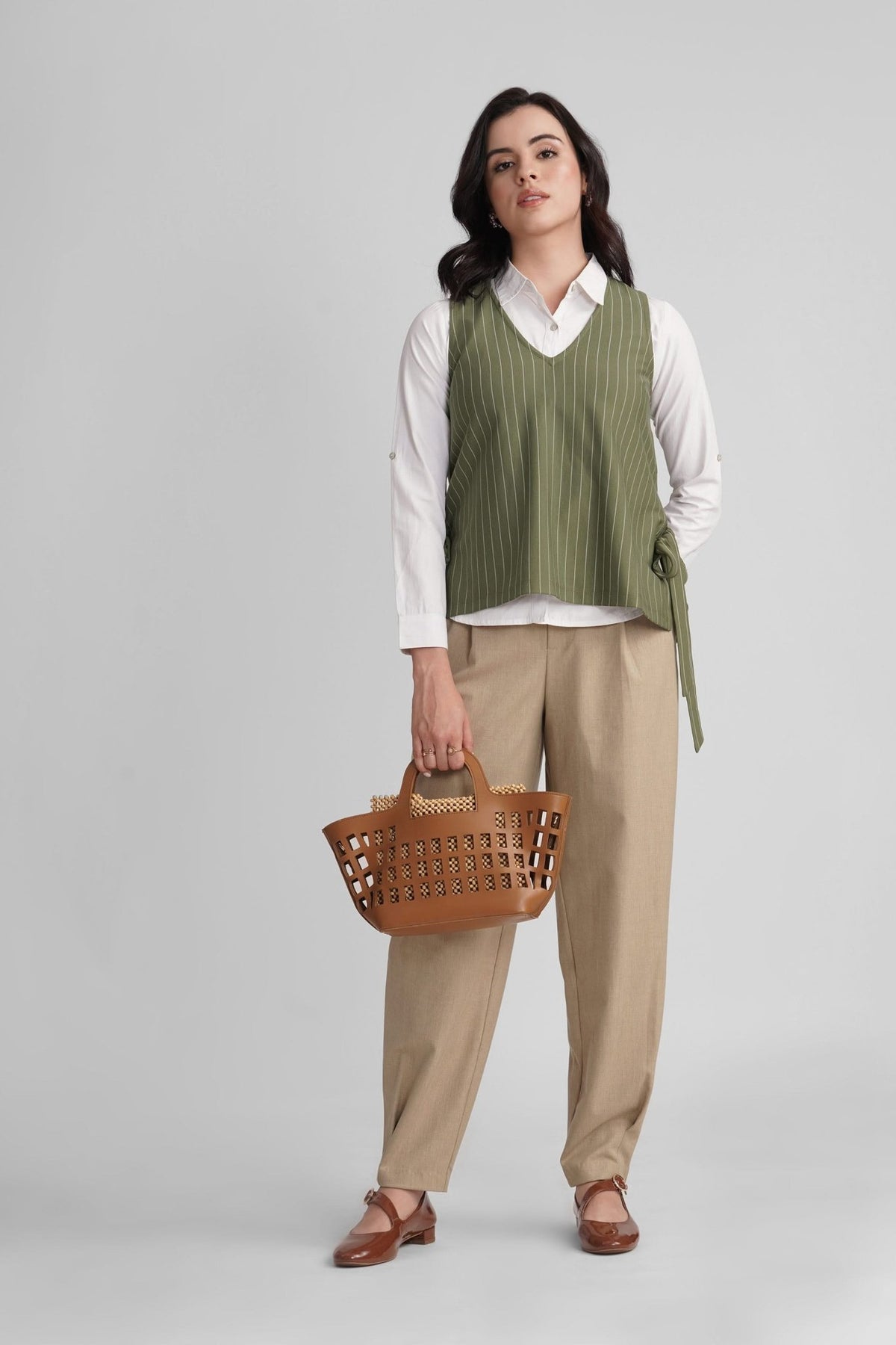 ORANA V-NECK STRIPED BIB TOP - Sunday Story