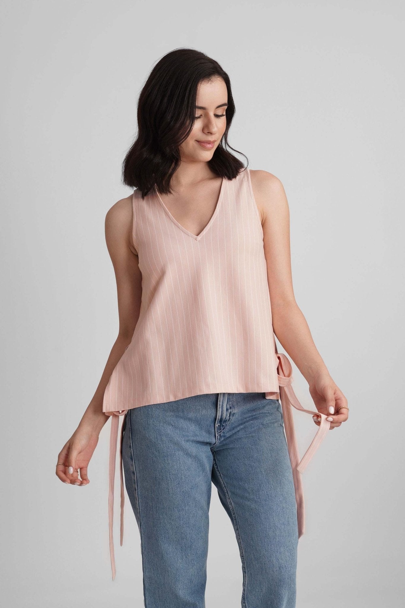 ORANA V-NECK STRIPED BIB TOP - Sunday Story