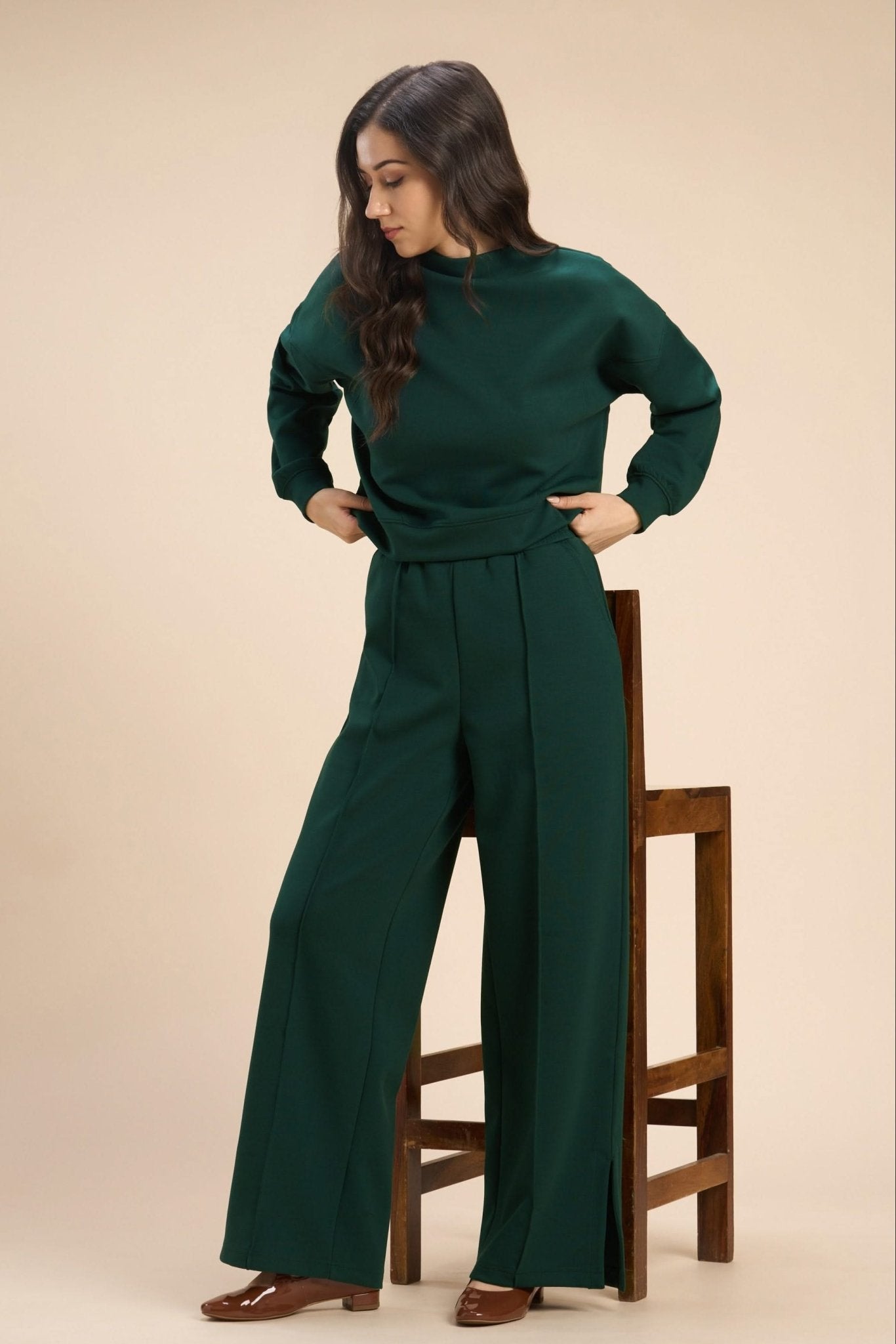 PAMMY JERSEY TRAVEL CO-ORD WITH WIDE LEG PINKTUCK PANTS - Sunday Story