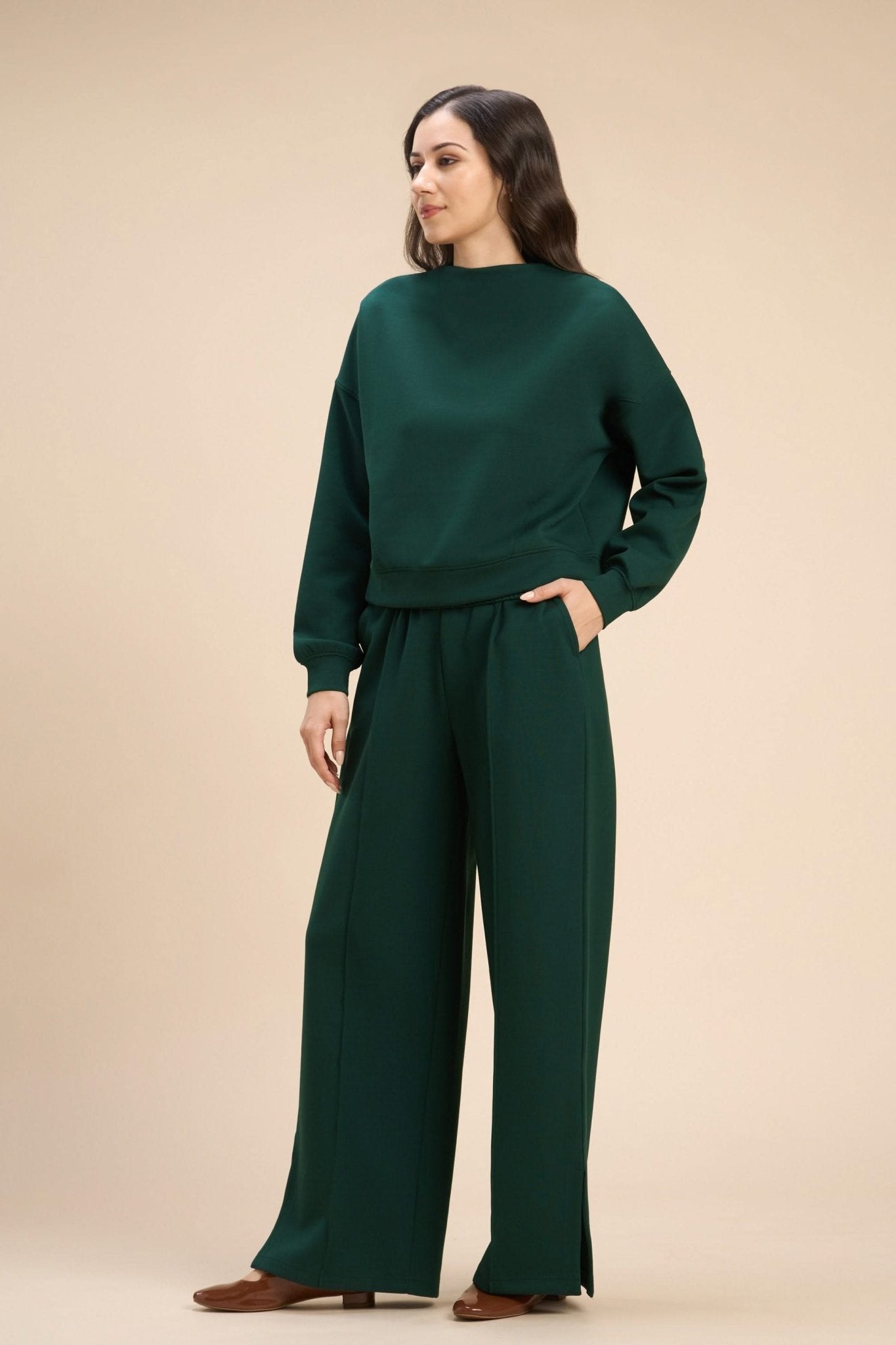 PAMMY JERSEY TRAVEL CO-ORD WITH WIDE LEG PINKTUCK PANTS - Sunday Story