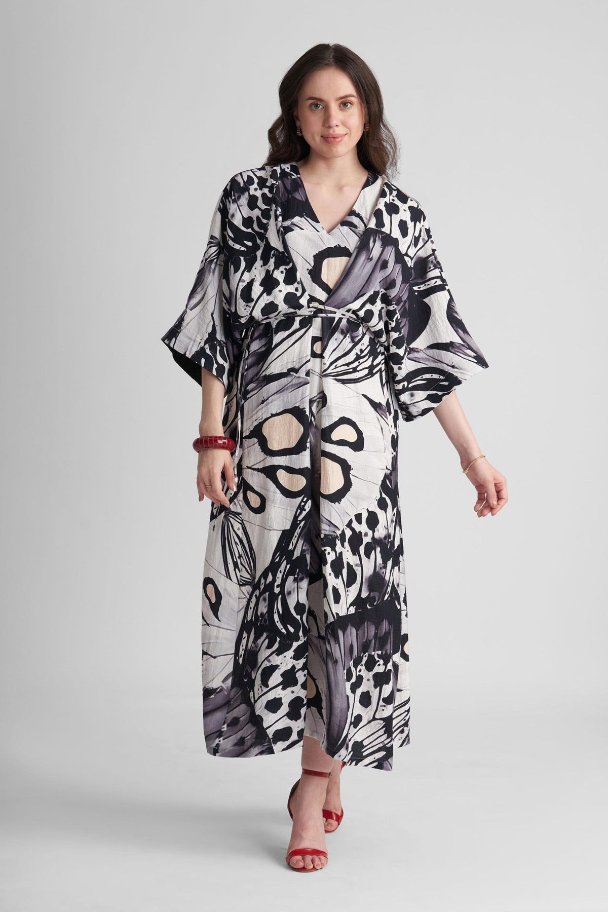 PENNY V NECK PRINTED KAFTAN MAXI DRESS - Sunday Story