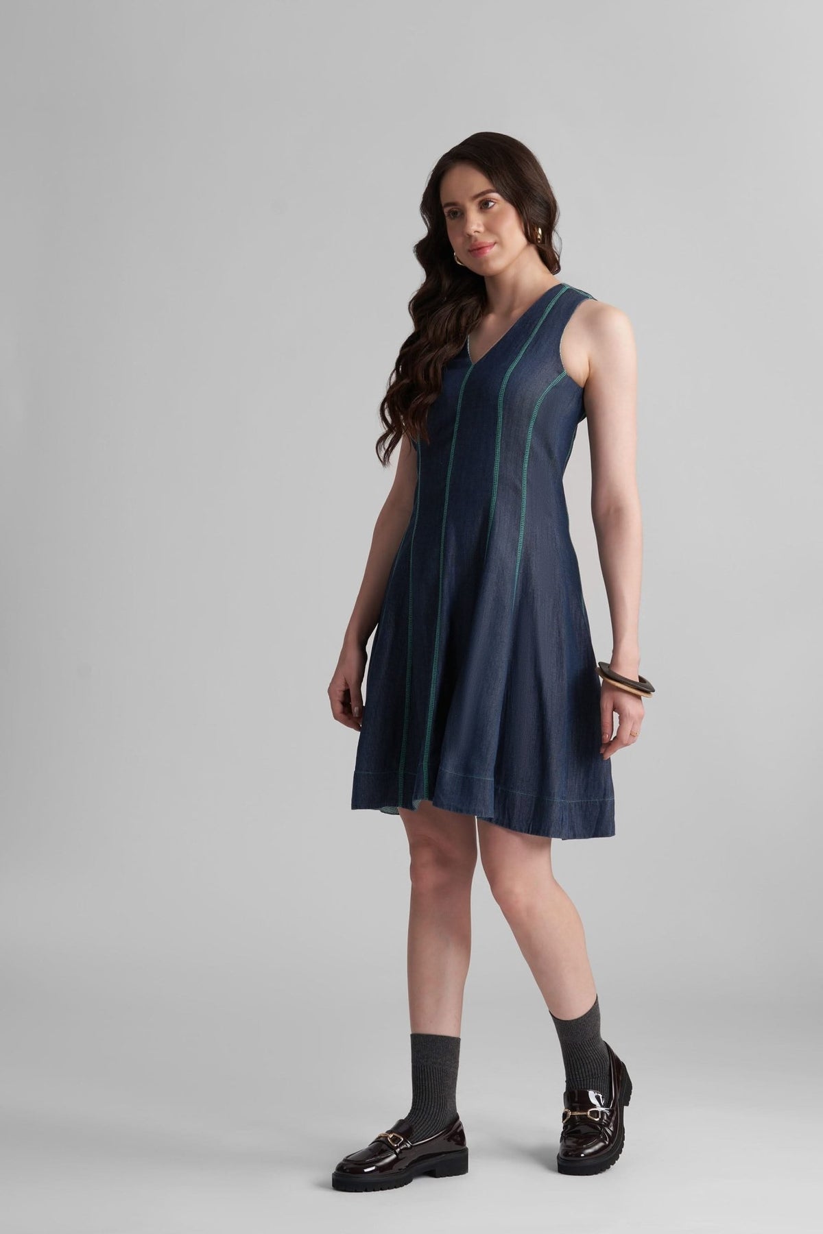 ROMA FIT AND FLARE LYOCELL DENIM SHORT DRESS - Sunday Story