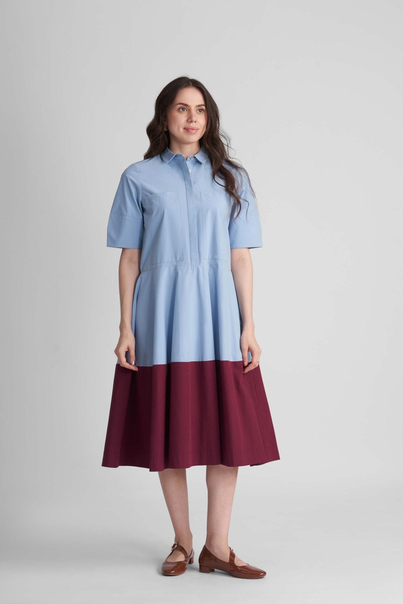 ROMY FIT AND FLARE MIDI DRESS IN COTTON POPLIN - Sunday Story