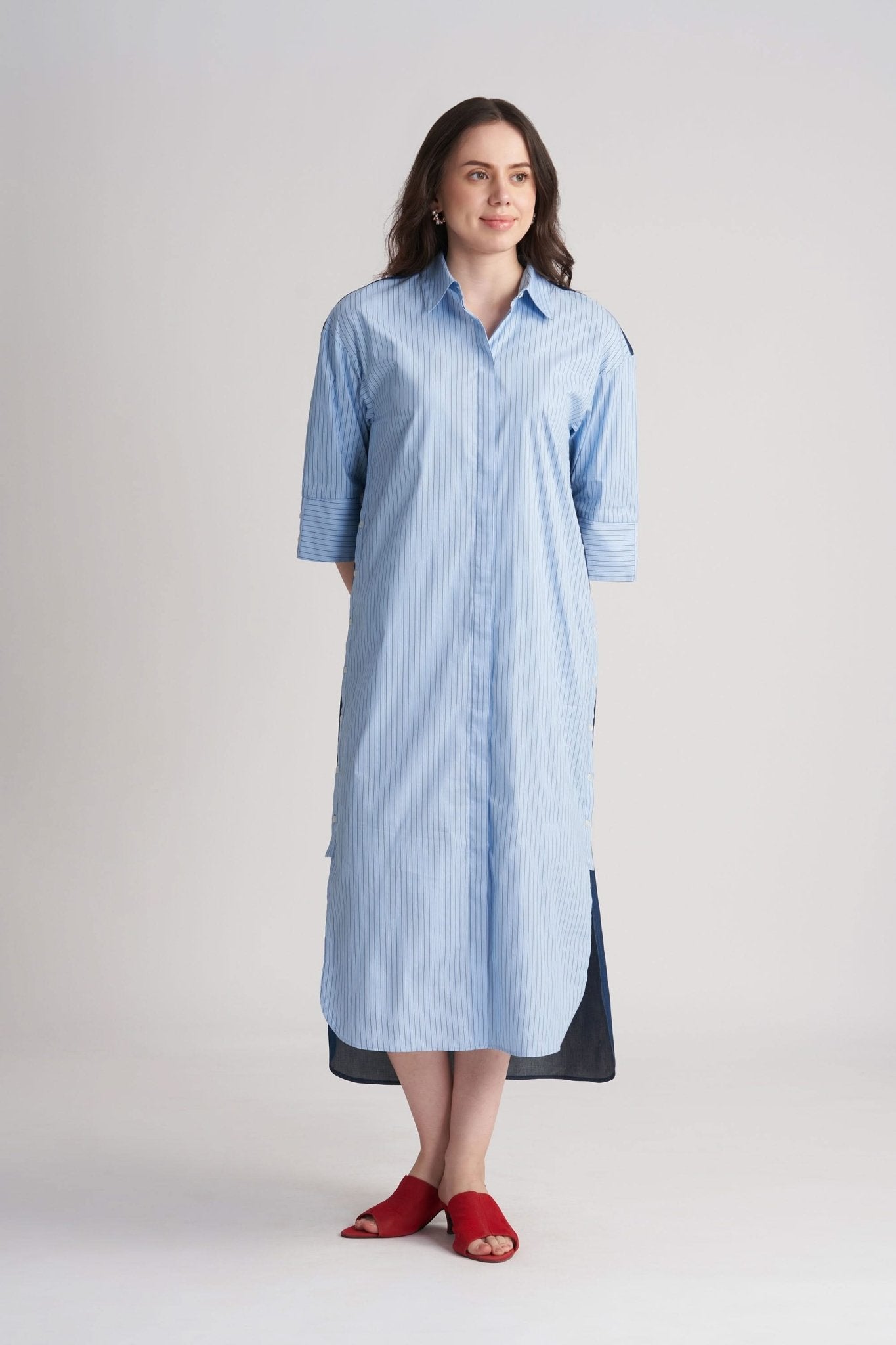 SABINA CONTRAST PANEL SHIRT DRESS - Sunday Story