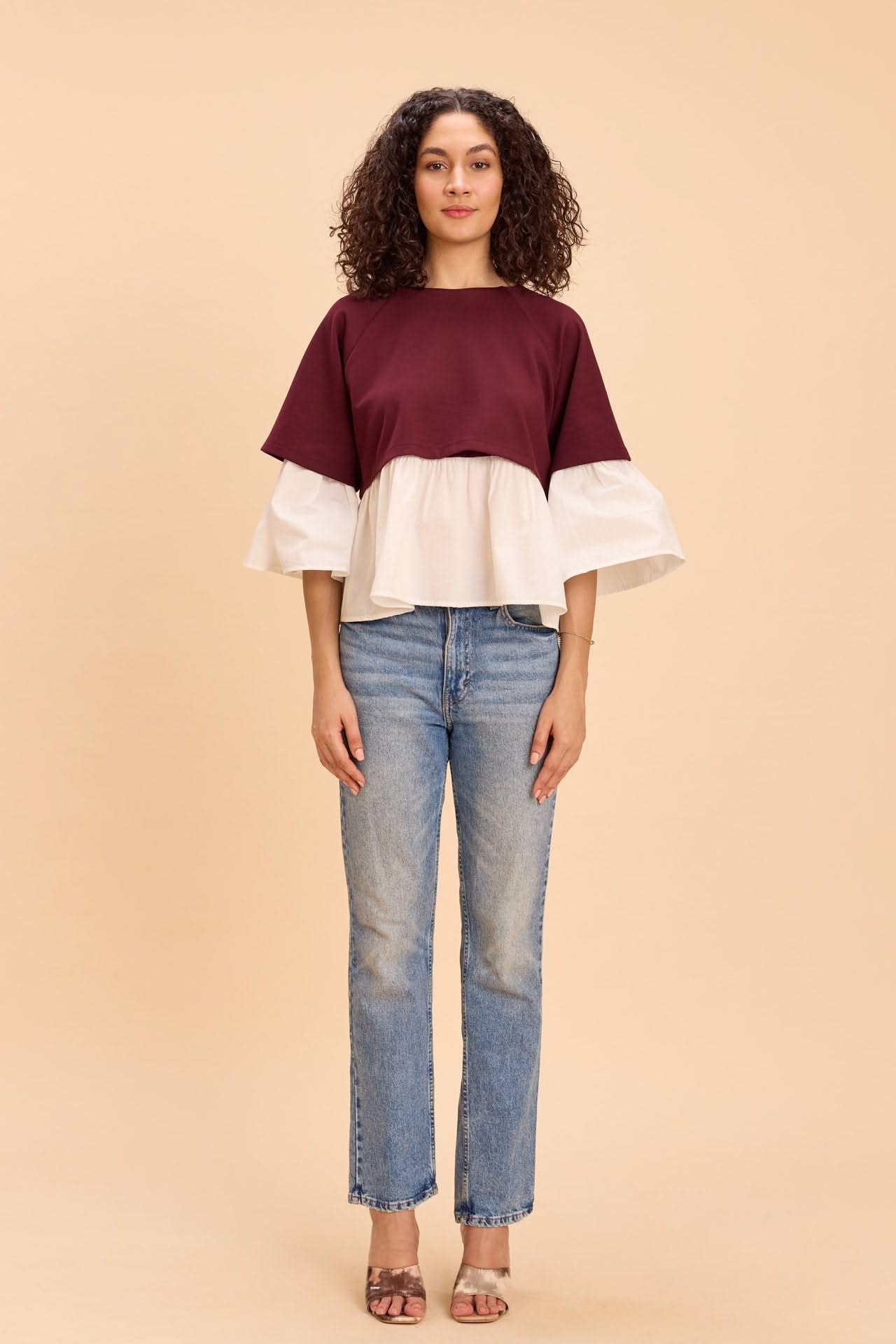 SELENE FAUX LAYERED PEPLUM T-SHIRT - Sunday Story