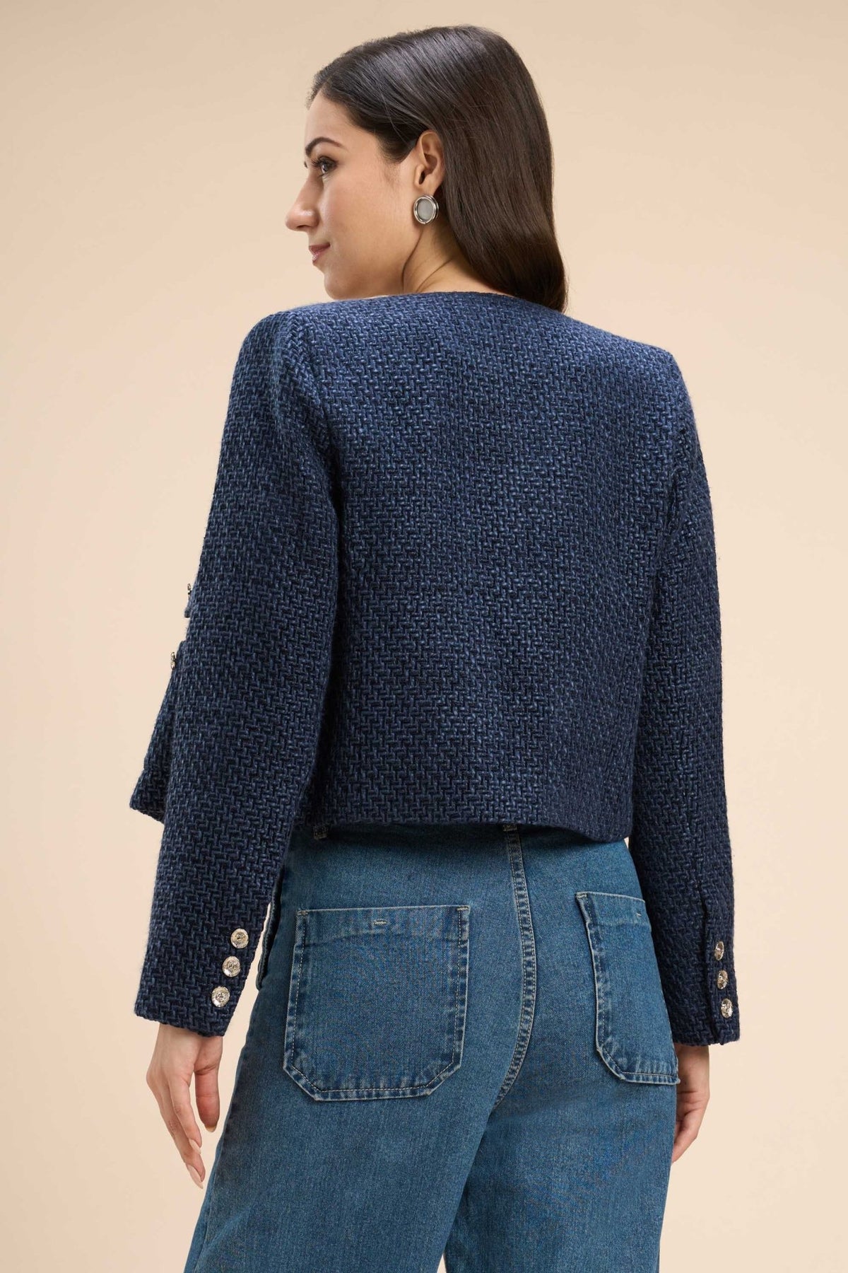 TAMMY CROPPED TWEED JACKET WITH DOUBLE POCKET DETAIL - Sunday Story