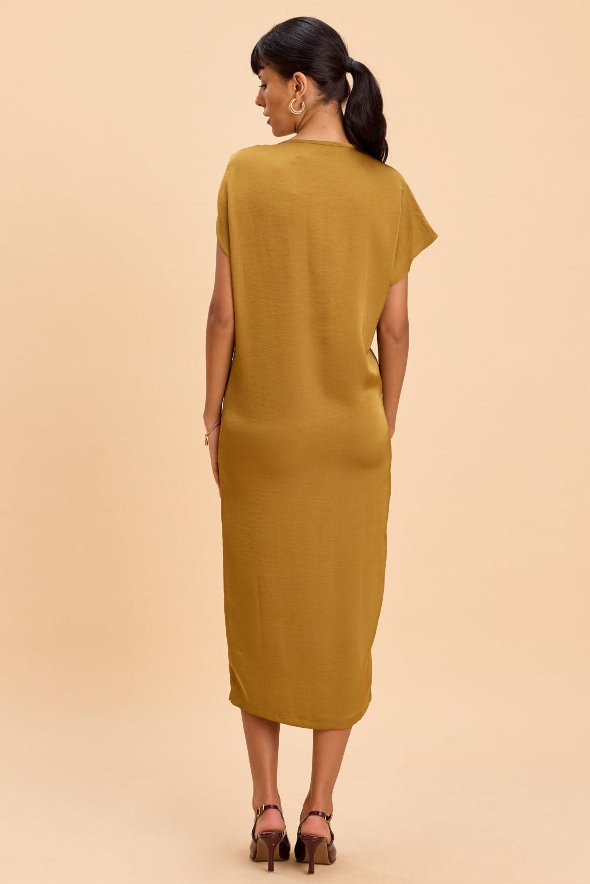 VIOLET ASSYMETRIC NECKLINE COLUMN MIDI DRESS - Sunday Story