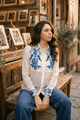 AMELIA VISCOSE SHIRT WITH FLORAL APPLIQUE WORK
