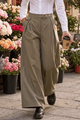 DELLA WIDE ANKLE  PLEATED PANT WITH JEWEL BUTTON