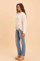 DANNA TEXTURED VISCOSE SHIRT WITH ADJUSTABLE HEMLINE - Sunday Story