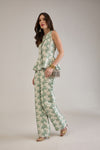 HEATHER FLORAL BROCADE PEPLUM VEST & PANT CO-ORD