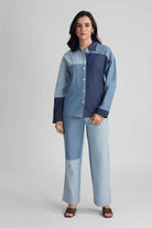 PERRY COLOUR BLOCK COTTON DENIM CO-ORD SET