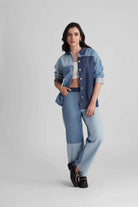 PERRY COLOUR BLOCK COTTON DENIM CO-ORD SET