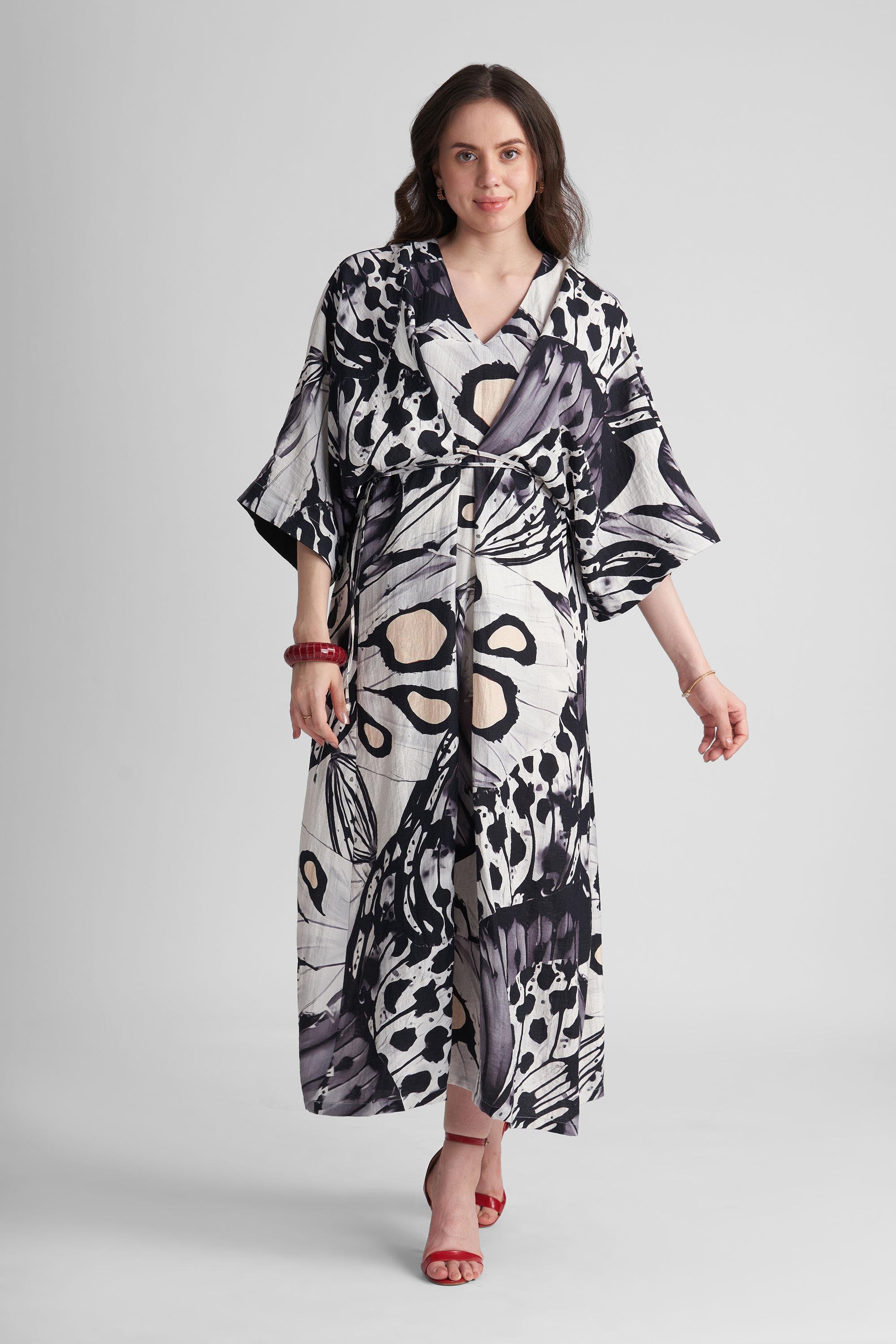 PENNY V NECK PRINTED KAFTAN MAXI DRESS - Sunday Story