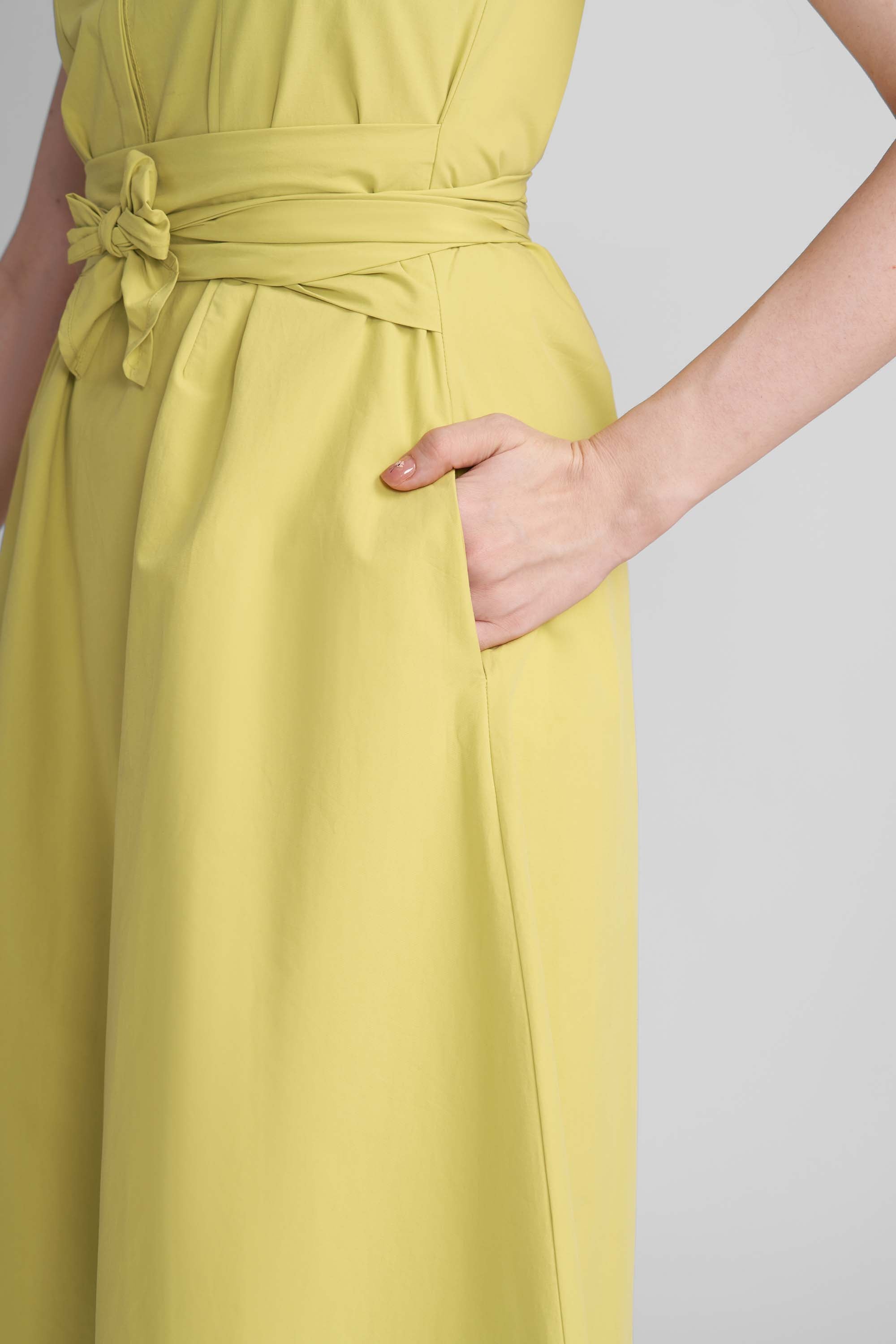KAIRO COTTON SLEEVELESS  MIDI DRESS WITH LACE COLLAR - Sunday Story