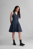 ROMA FIT AND FLARE DENIM SHORT DRESS - Sunday Story
