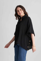 ANNE KAFTAN SHIRT WITH STATEMENT BUTTONS