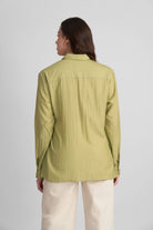 DEMI ASYMMETRICAL GATHERED SHIRT WITH STATEMENT BUTTONS - Sunday Story