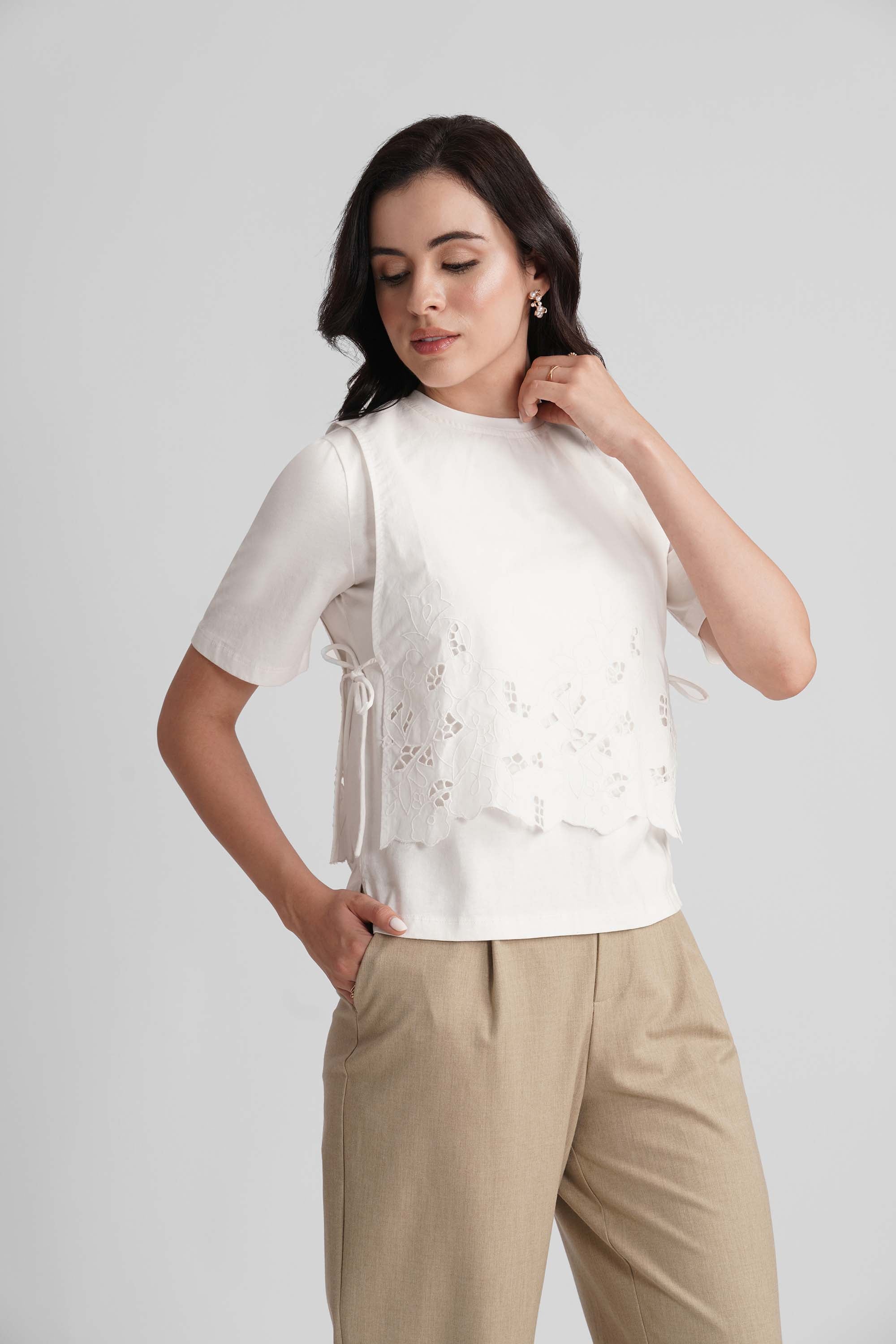 IBIZA COTTON T-SHIRT WITH EMBROIDERED BIB - Sunday Story