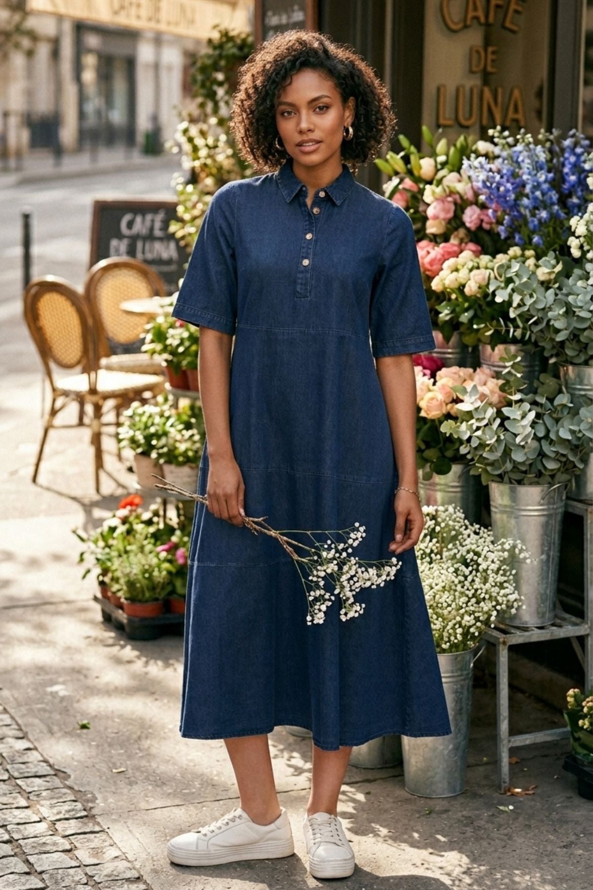 CALLIN A-LINE MAXI DENIM DRESS – Sunday Story
