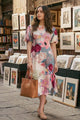 PALMONA PRINTED VISCOSE SATIN MIDI DRESS WITH VOLUMINOUS SLEEVES