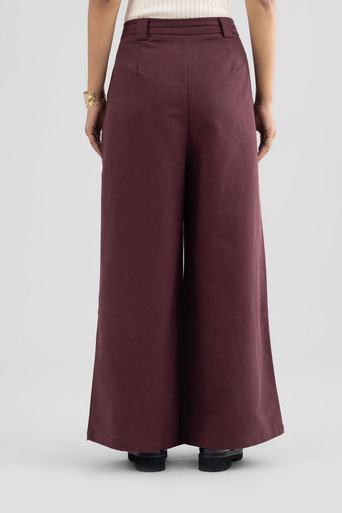 ALINA WIDE ANKLE PLEATED PANT WITH JEWEL BUTTON AND ROPE BELT - Sunday Story