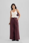 ALINA WIDE ANKLE PLEATED PANT WITH JEWEL BUTTON AND ROPE BELT - Sunday Story