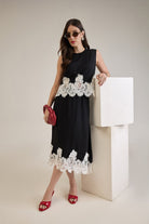ALVA BLACK & WHITE CONTRAST LACE SKIRT CO-ORD SET - Sunday Story