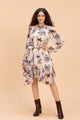 ANDY PRINTED VISCOSE GEORGETTE DRESS WITH ASSYMETRIC HEMLINE