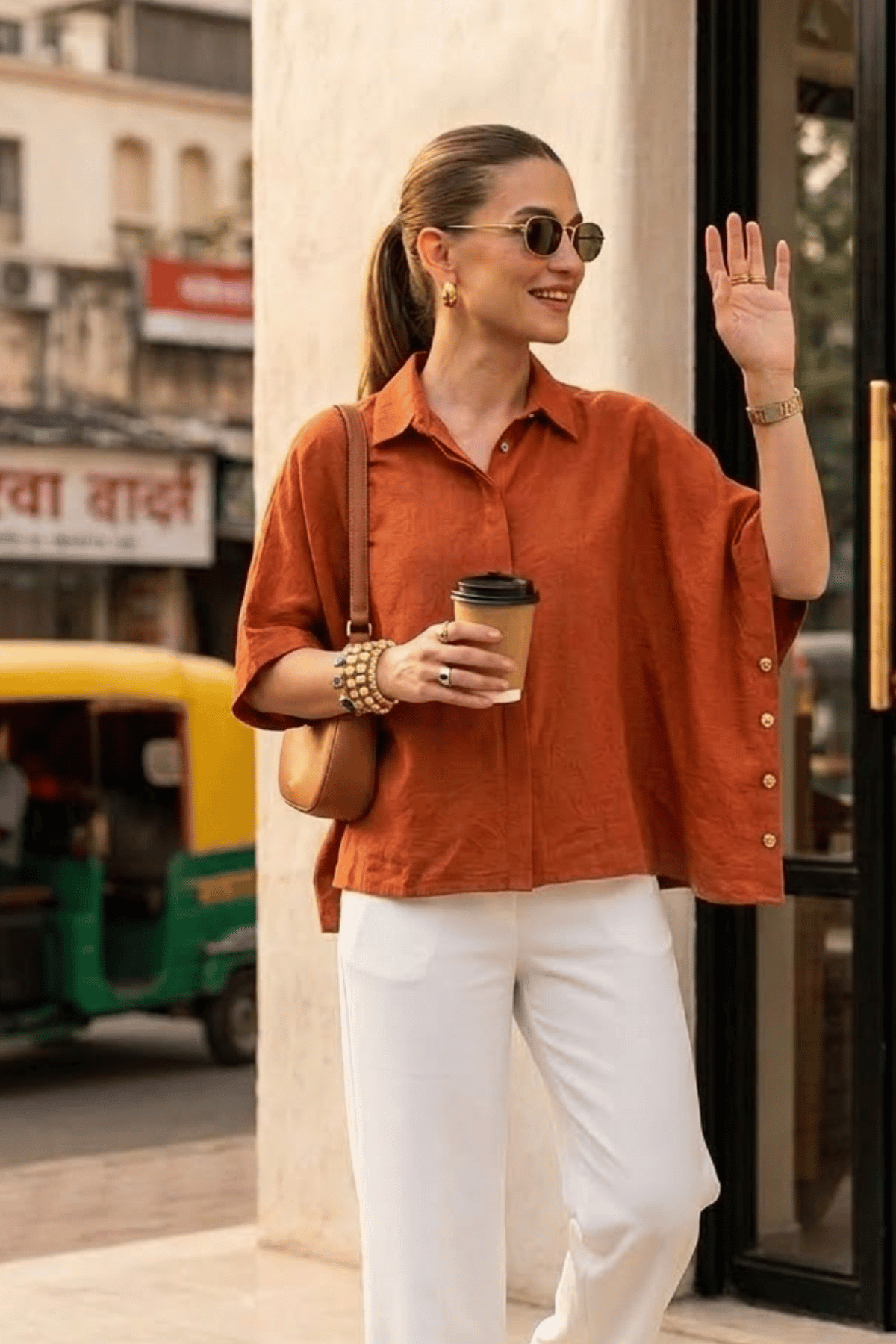 ANNE KAFTAN SHIRT WITH STATEMENT BUTTONS - Sunday Story