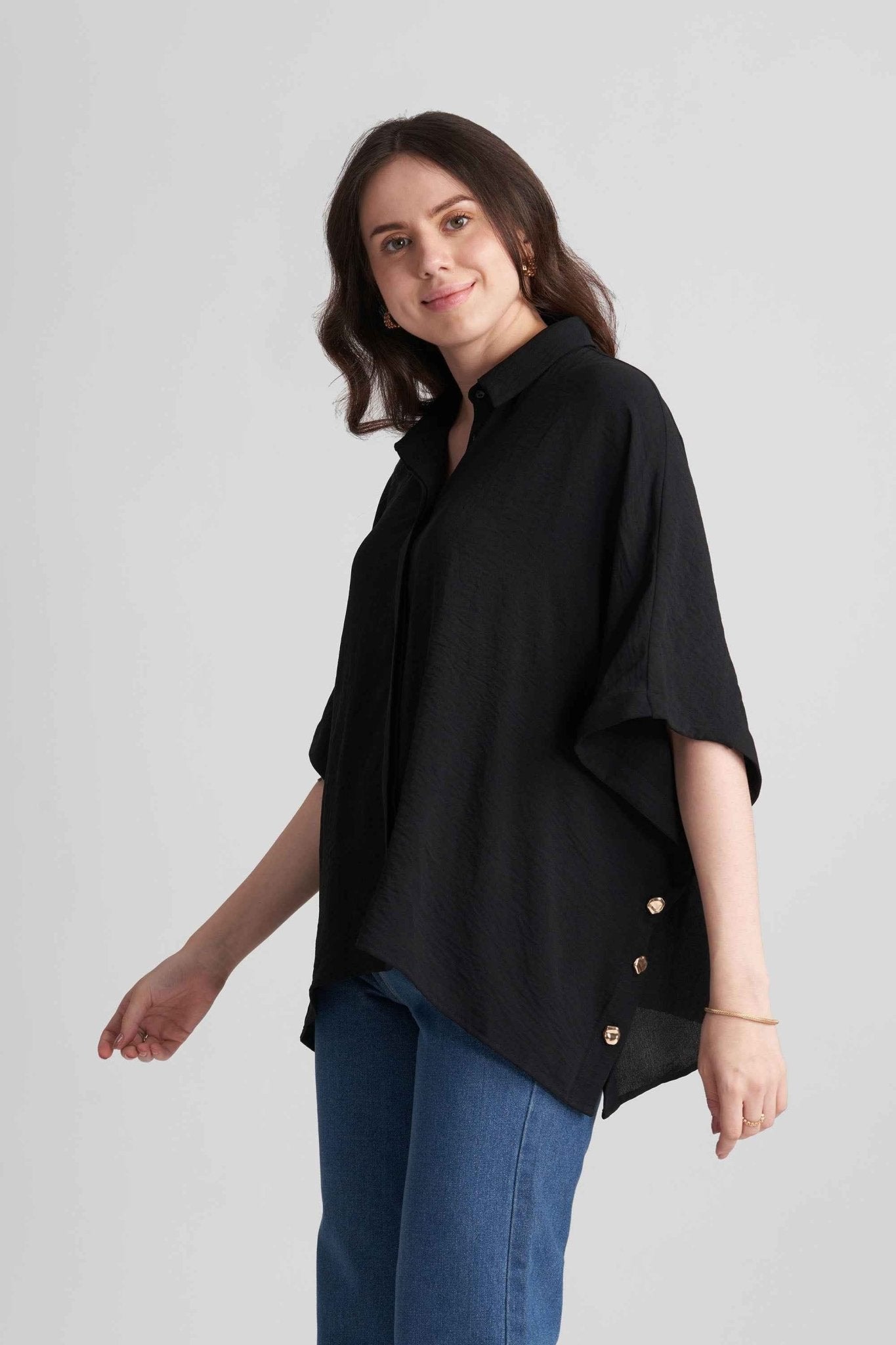 ANNE KAFTAN SHIRT WITH STATEMENT BUTTONS - Sunday Story