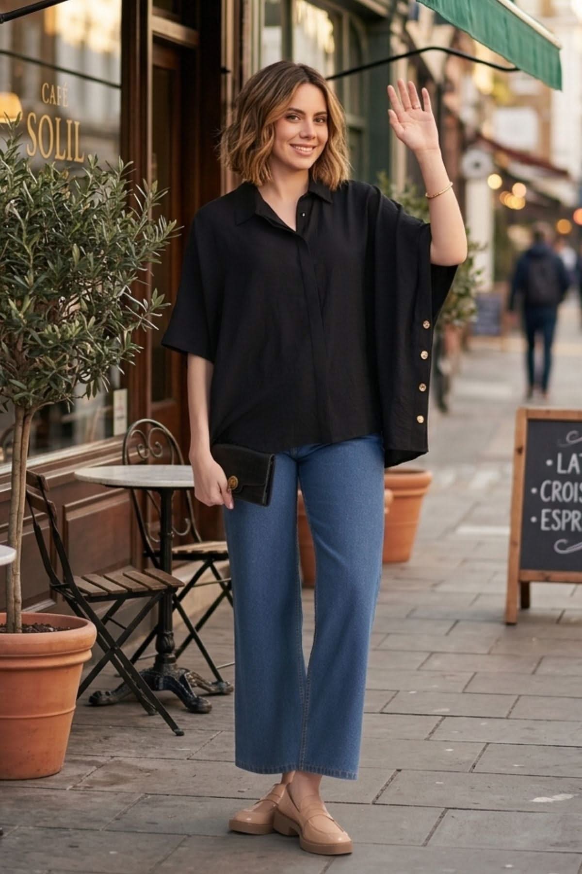 ANNE KAFTAN SHIRT WITH STATEMENT BUTTONS - Sunday Story