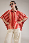 ANNE RUST CORAL STRIPED EMBELLISHED KAFTAN SHIRT - Sunday Story