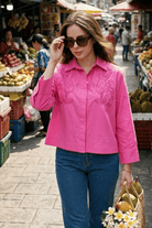 AQUILA OVERSIZED COTTON SHIRT WITH BEAD WORK EMBROIDERY - Sunday Story