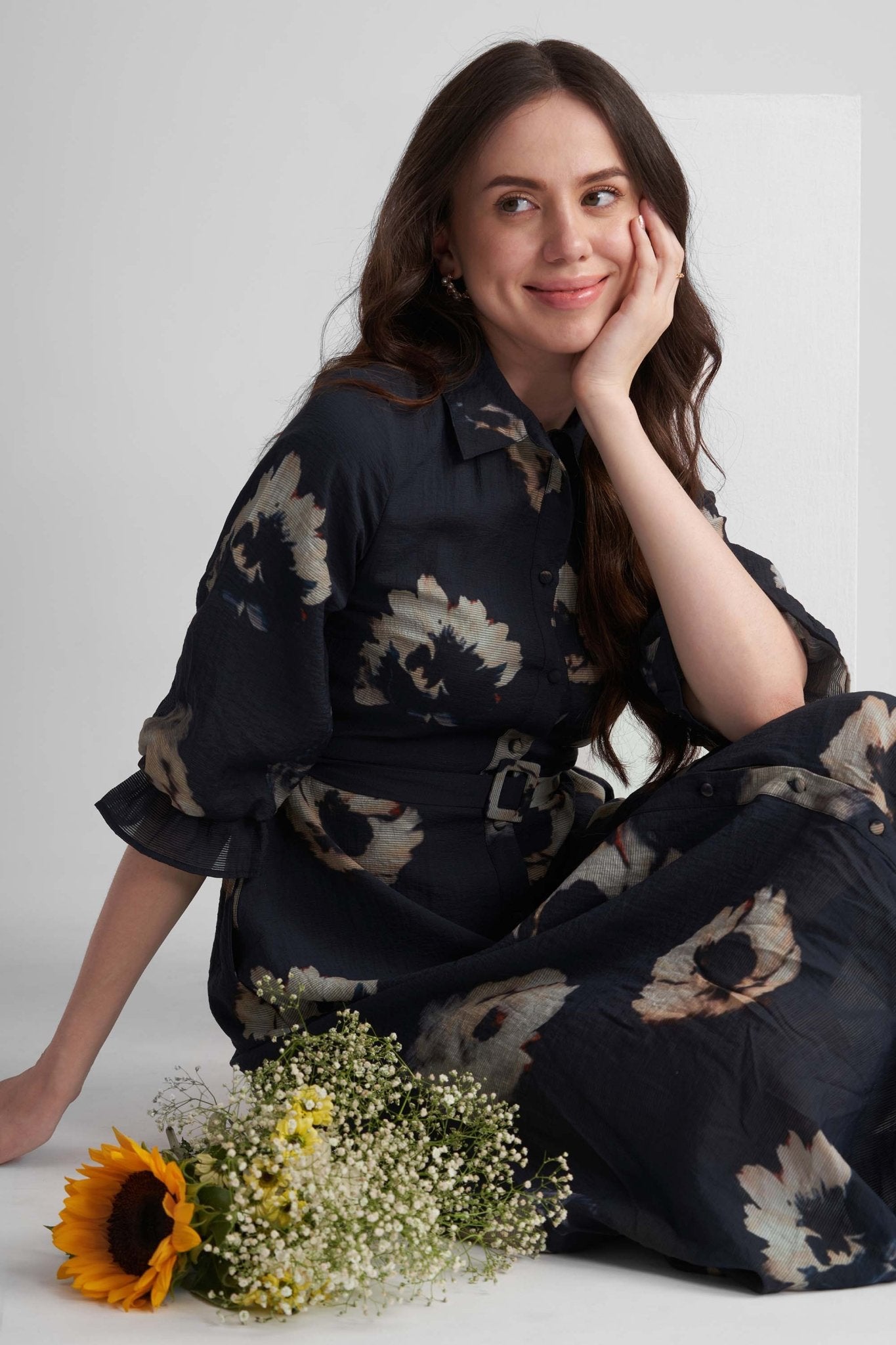 ASPER VISCOSE DOBBY PRINTED A-LINE MAXI DRESS - Sunday Story