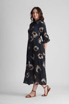 ASPER VISCOSE DOBBY PRINTED A-LINE MAXI DRESS - Sunday Story
