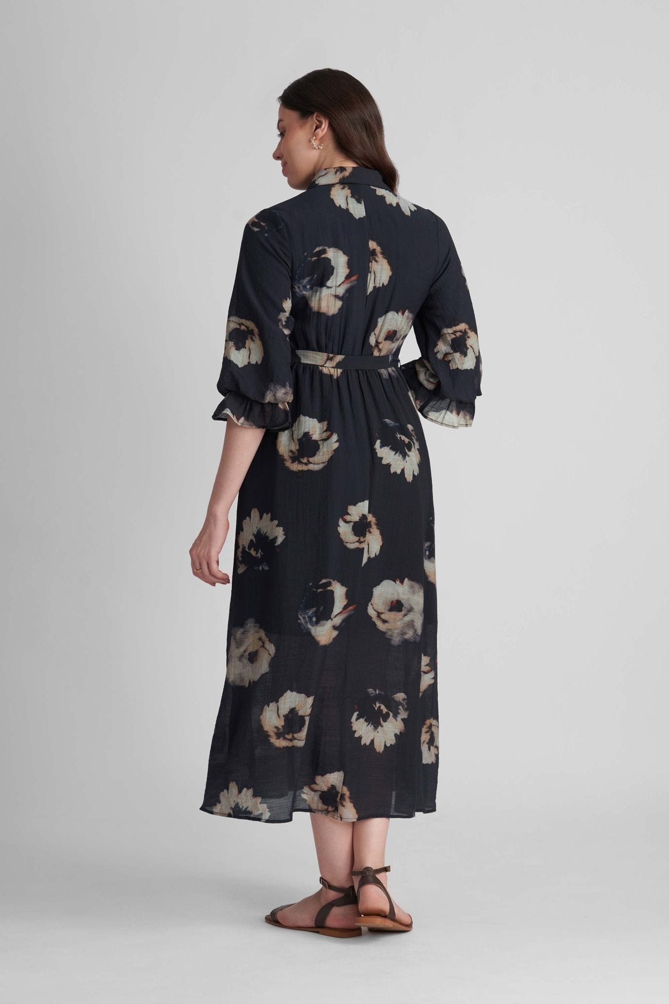 ASPER VISCOSE DOBBY PRINTED A-LINE MAXI DRESS - Sunday Story