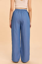 ASTRID WIDE ANKLE DENIM PANTS WITH CONTRAST WAIST BAND - Sunday Story