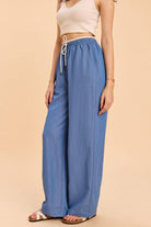 ASTRID WIDE ANKLE DENIM PANTS WITH CONTRAST WAIST BAND - Sunday Story
