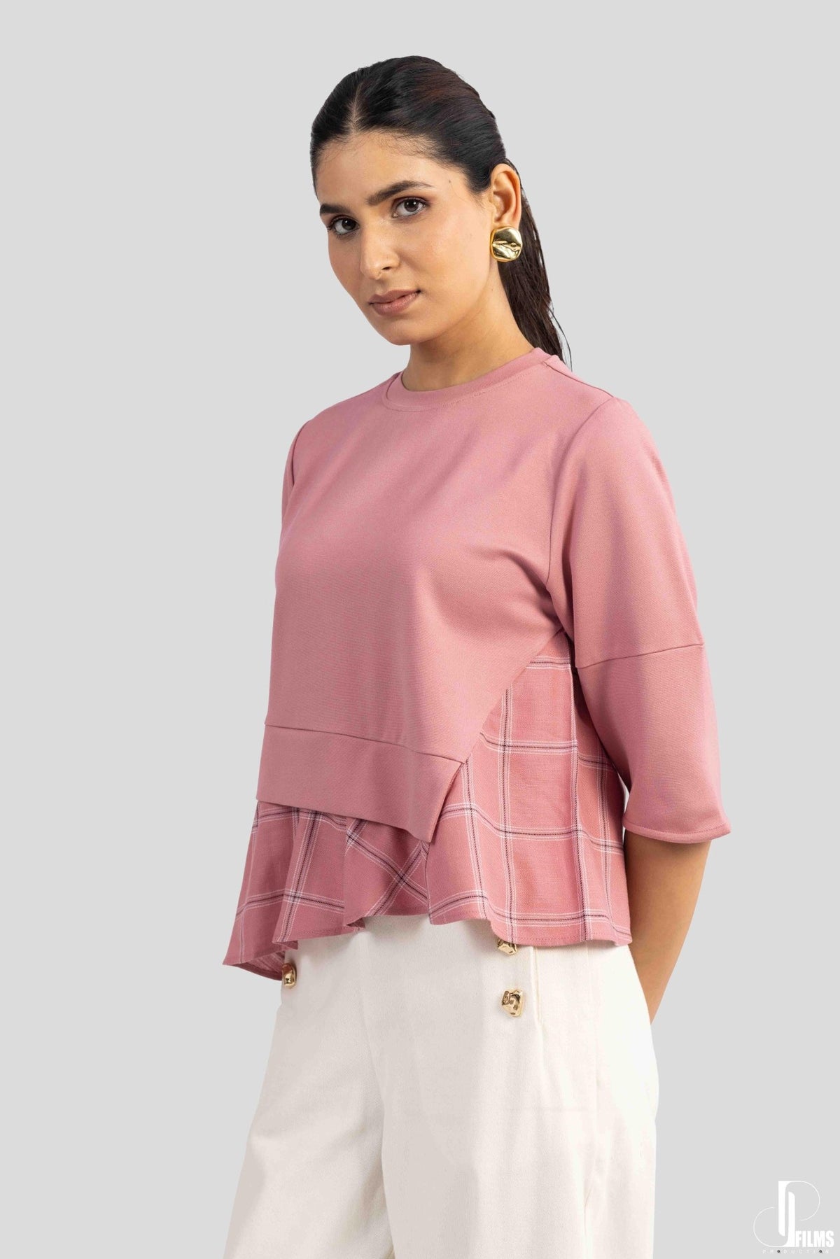 ATHENA ASYMMETRIC PEPLUM FAUX LAYERED T-SHIRT - Sunday Story