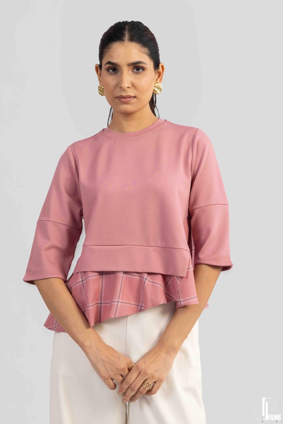 ATHENA ASYMMETRIC PEPLUM FAUX LAYERED T-SHIRT - Sunday Story