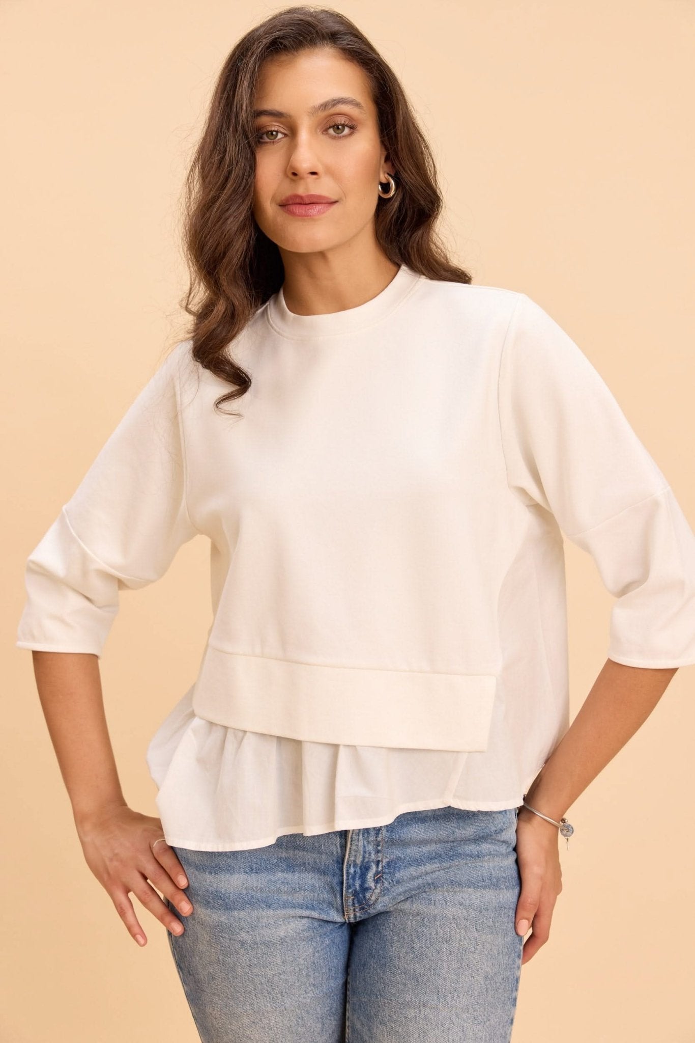 ATHENA ASYMMETRIC PEPLUM FAUX LAYERED TSHIRT - Sunday Story