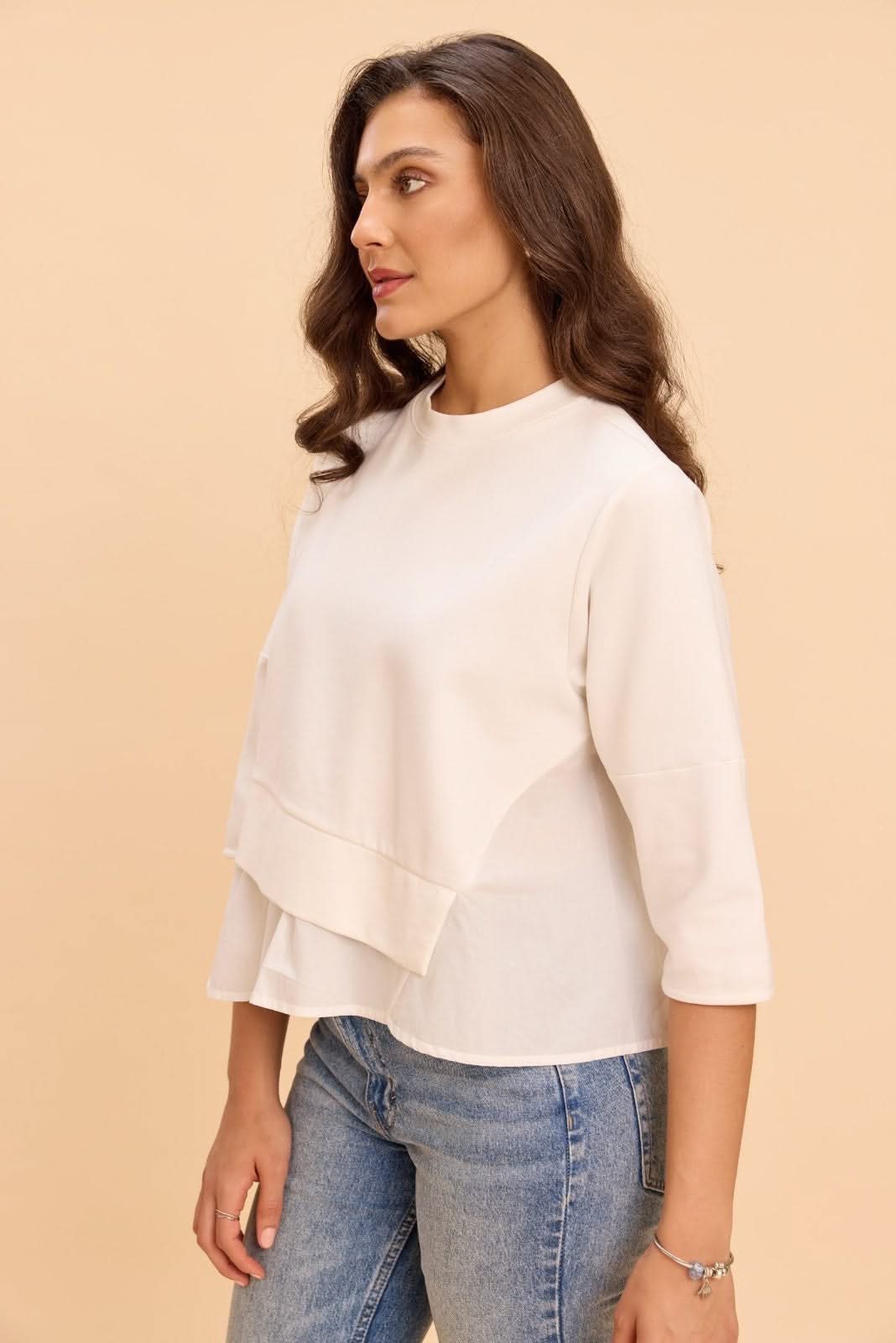 ATHENA ASYMMETRIC PEPLUM FAUX LAYERED TSHIRT - Sunday Story
