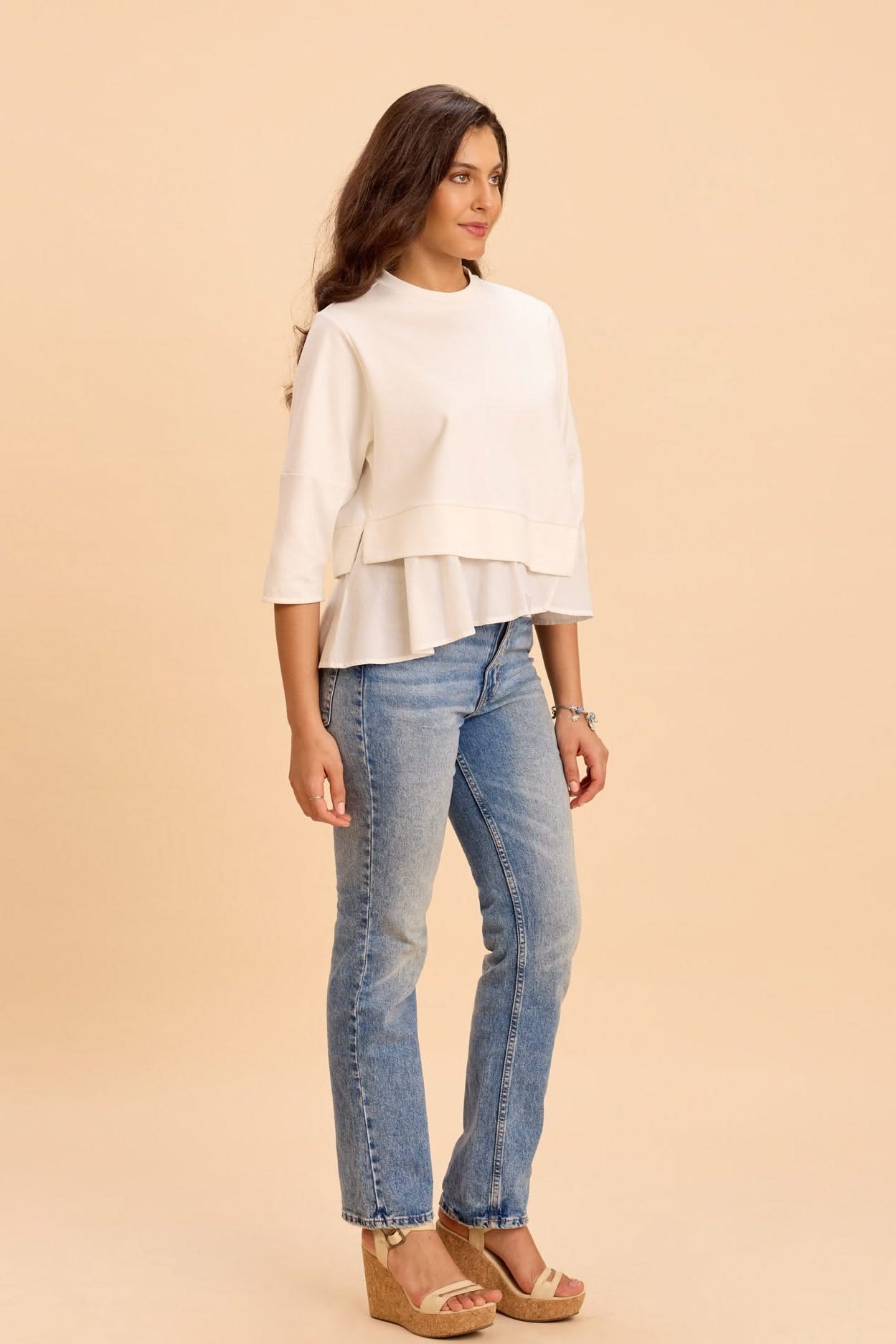 ATHENA ASYMMETRIC PEPLUM FAUX LAYERED TSHIRT - Sunday Story