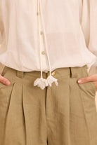 BAILEY COTTON VISCOSE POET SHIRT WITH 3D FLORAL EMBELLISHMENTS - Sunday Story